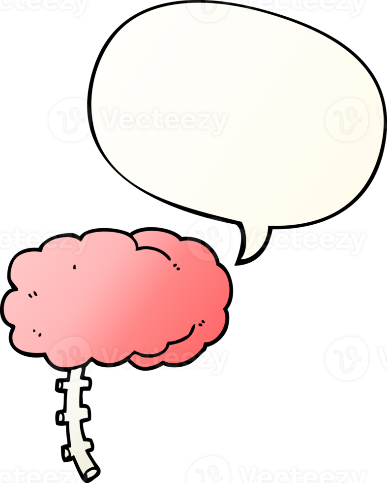 cartoon brain with speech bubble in smooth gradient style png