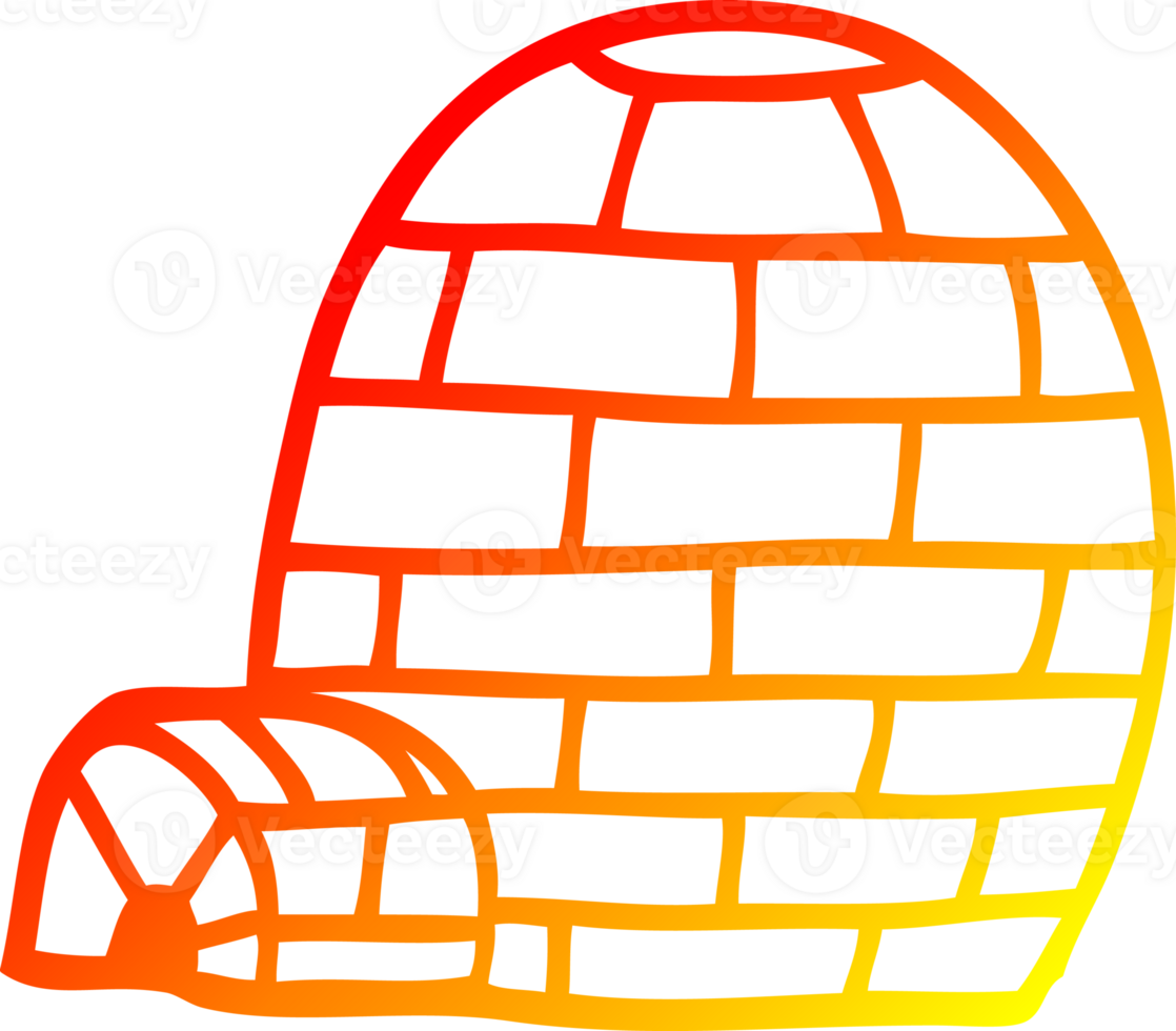 warm gradient line drawing of a cartoon igloo png