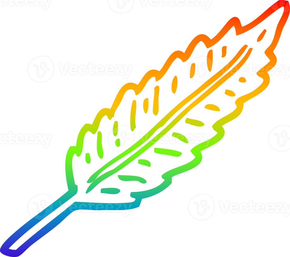 rainbow gradient line drawing of a cartoon of a white feather png