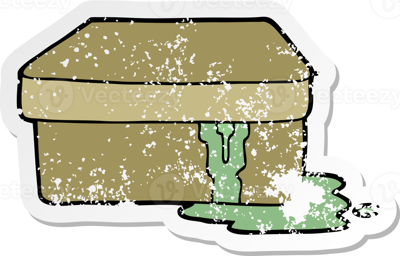 distressed sticker of a cartoon box with slime png