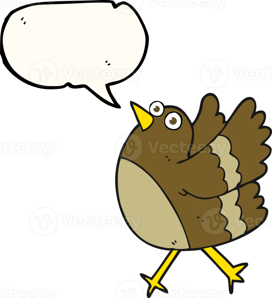 hand drawn speech bubble cartoon happy bird png