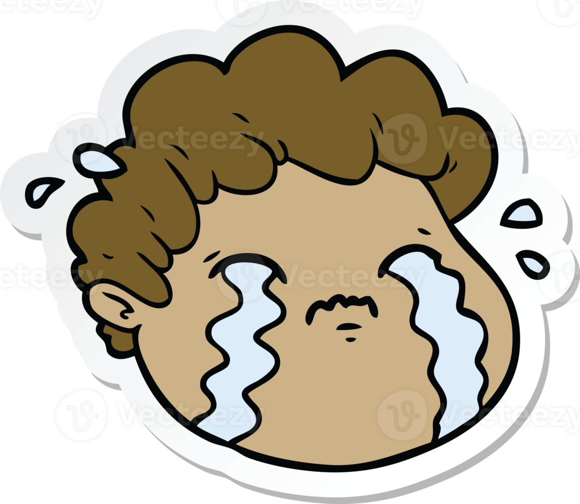 sticker of a cartoon crying boy png