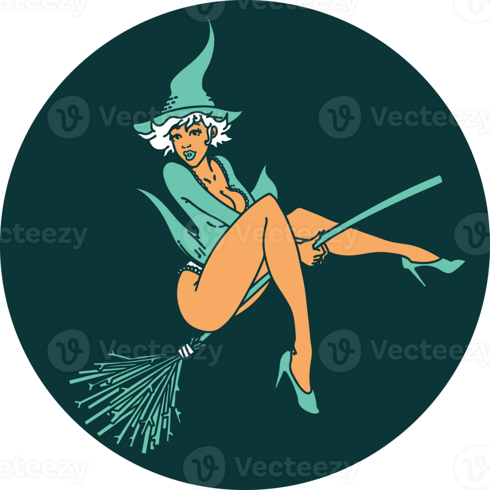 tattoo in traditional style of a pinup witch png