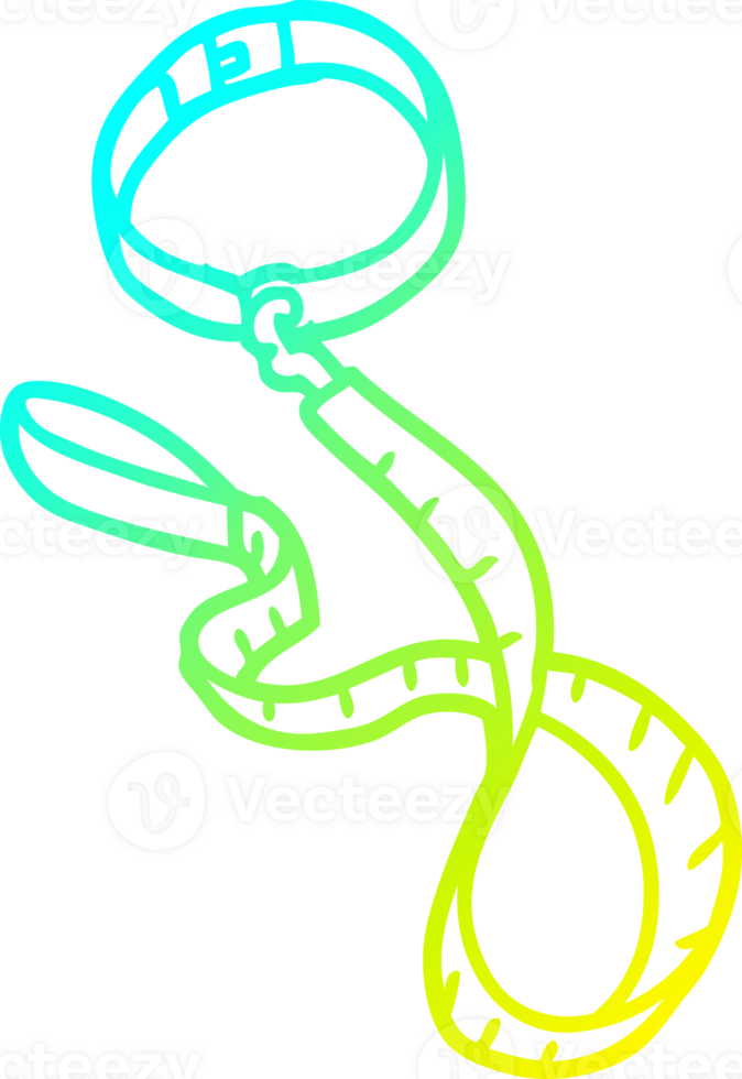 cold gradient line drawing of a cartoon dog collar and leash png