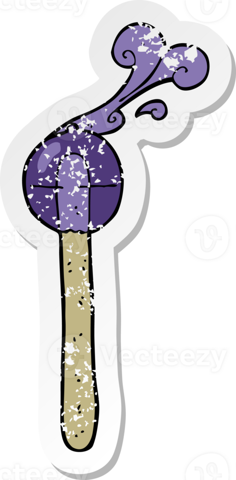 retro distressed sticker of a cartoon lollipop png