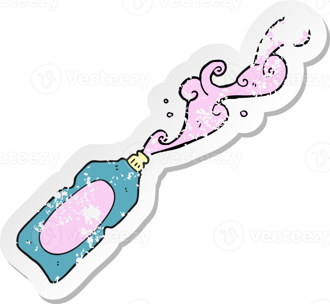 retro distressed sticker of a cartoon cleaning product squirting png
