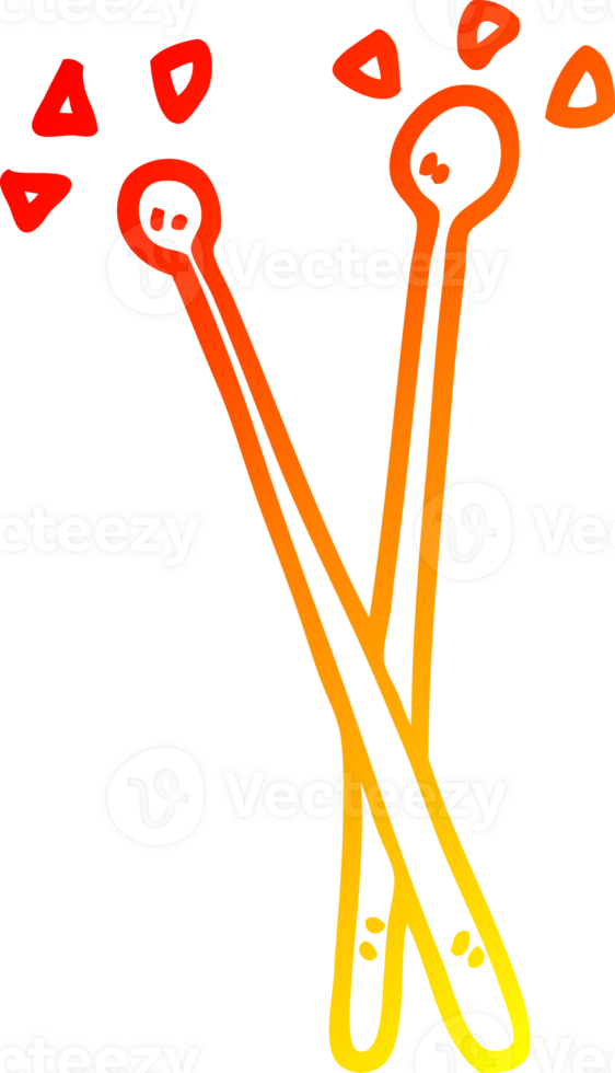 warm gradient line drawing of a cartoon drum sticks png