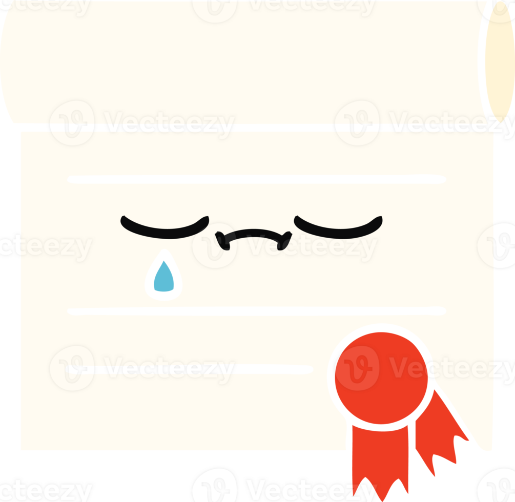 flat color retro cartoon of a certificate png