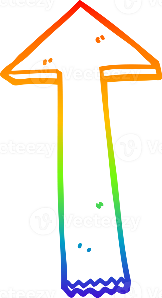 Regenbogen Gradient Linie Zeichnung von ein Karikatur zeigen Pfeil png