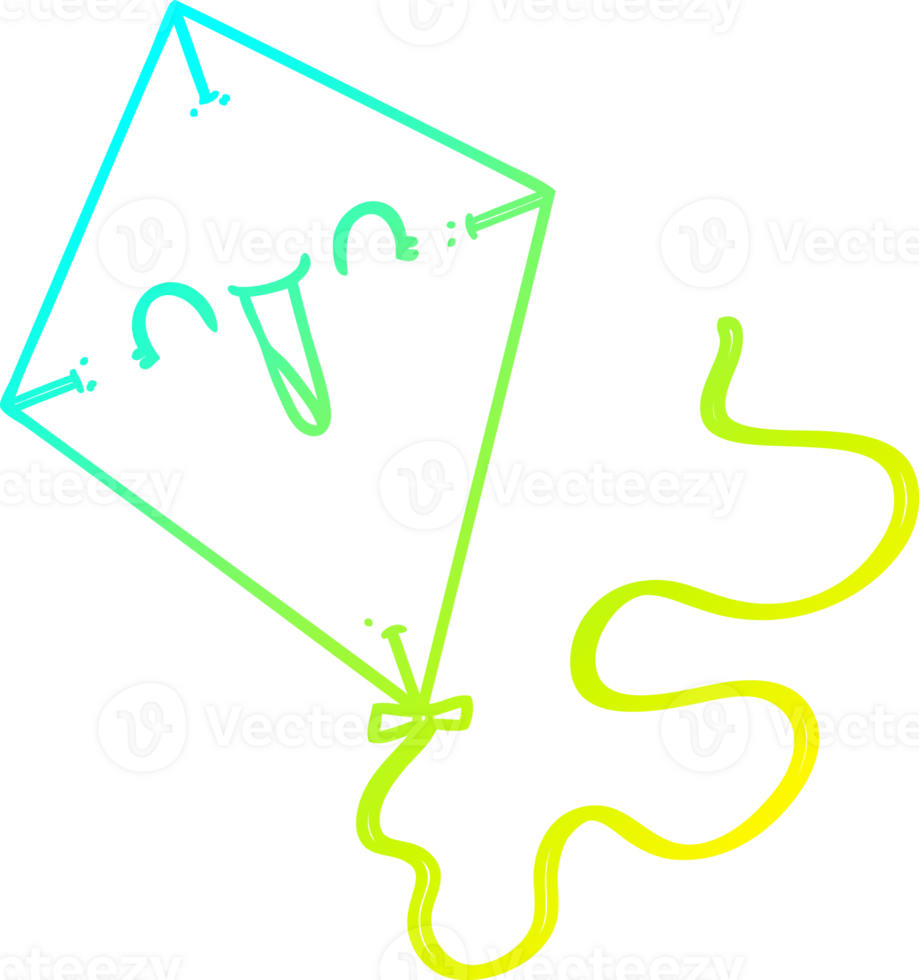 cold gradient line drawing of a cartoon kite png