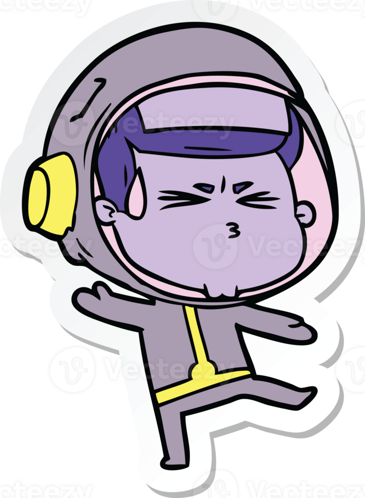 sticker of a cartoon stressed astronaut png