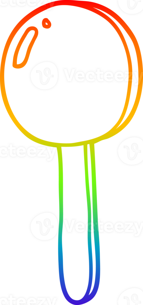 rainbow gradient line drawing of a cartoon lollipop png