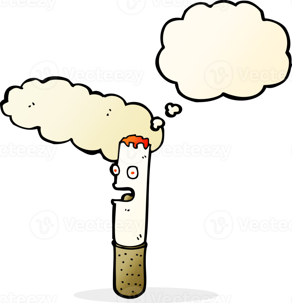 cartoon cigarette with thought bubble png