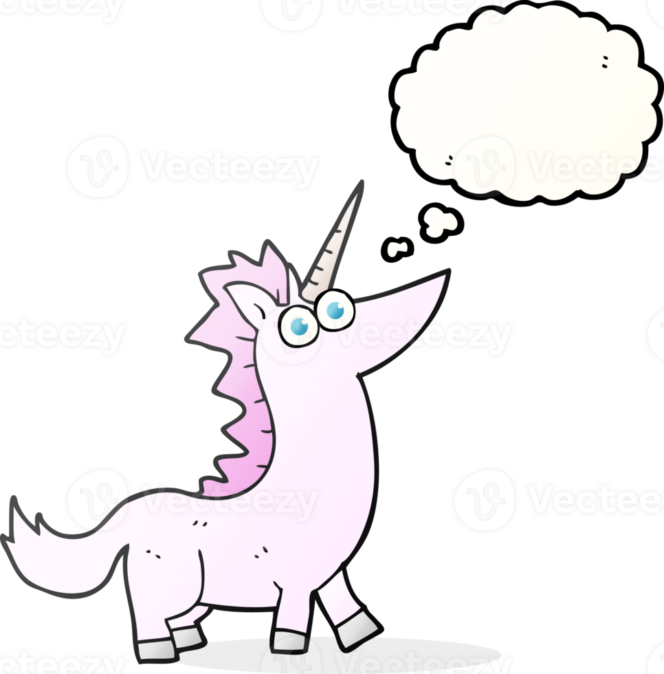 hand drawn thought bubble cartoon unicorn png