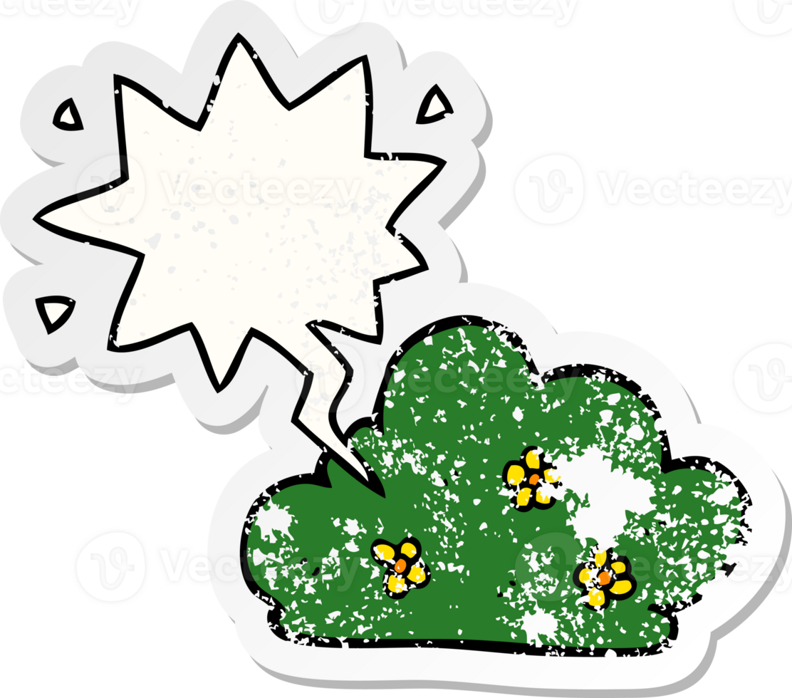 cartoon hedge with speech bubble distressed distressed old sticker png