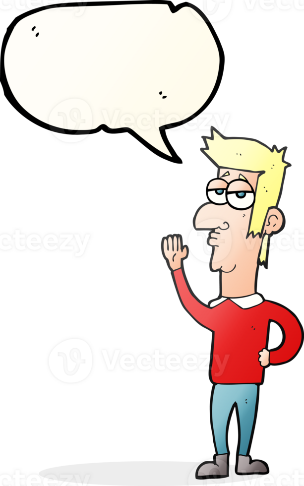hand drawn speech bubble cartoon man waving png