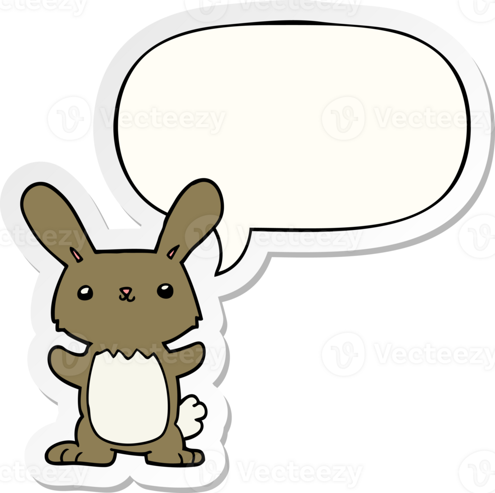 cute cartoon rabbit with speech bubble sticker png