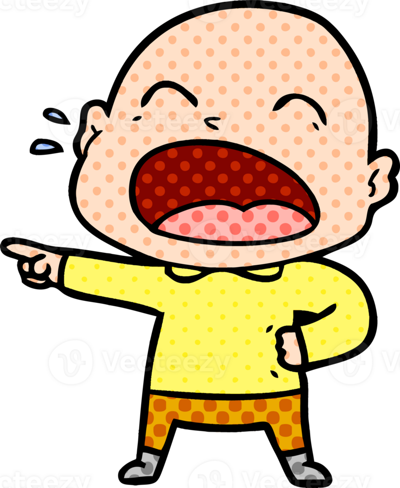 cartoon shouting bald man png