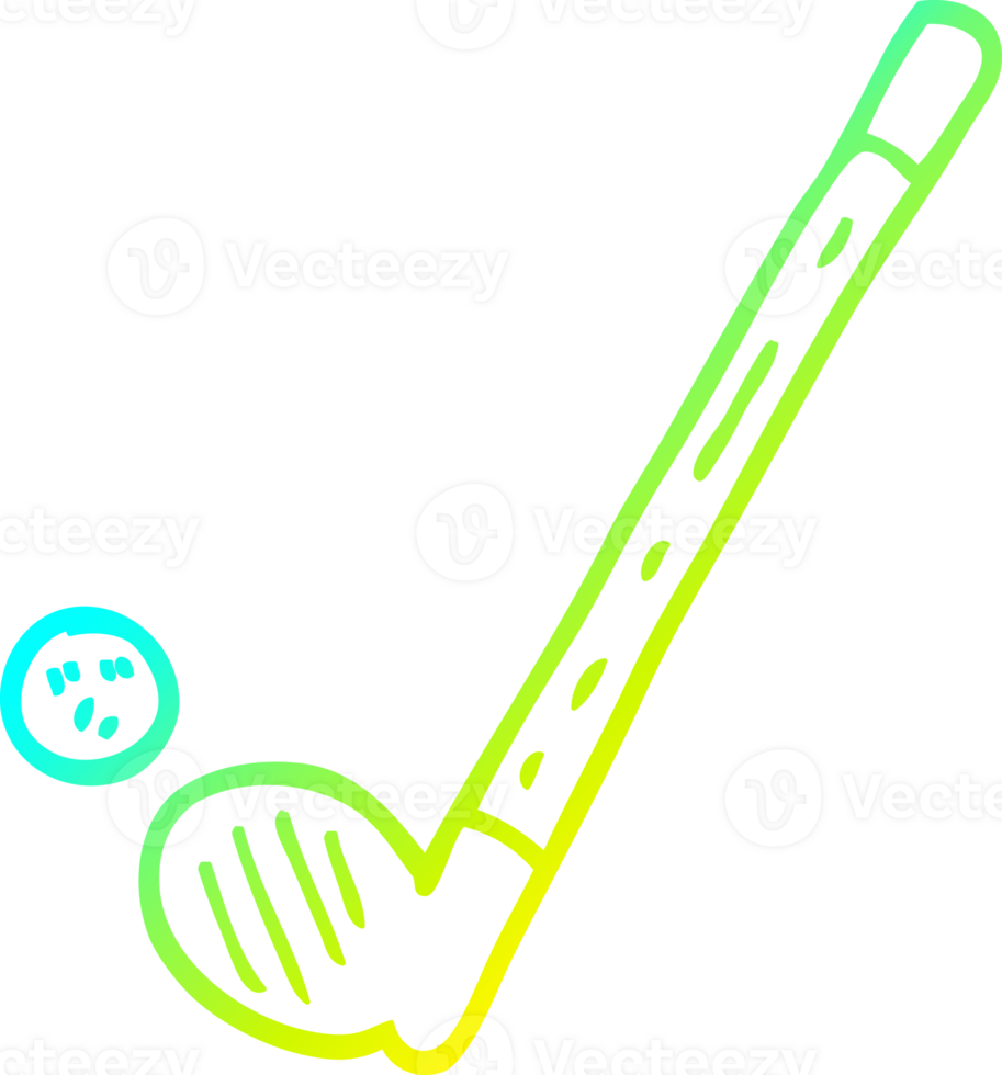 cold gradient line drawing of a cartoon golf club and ball png