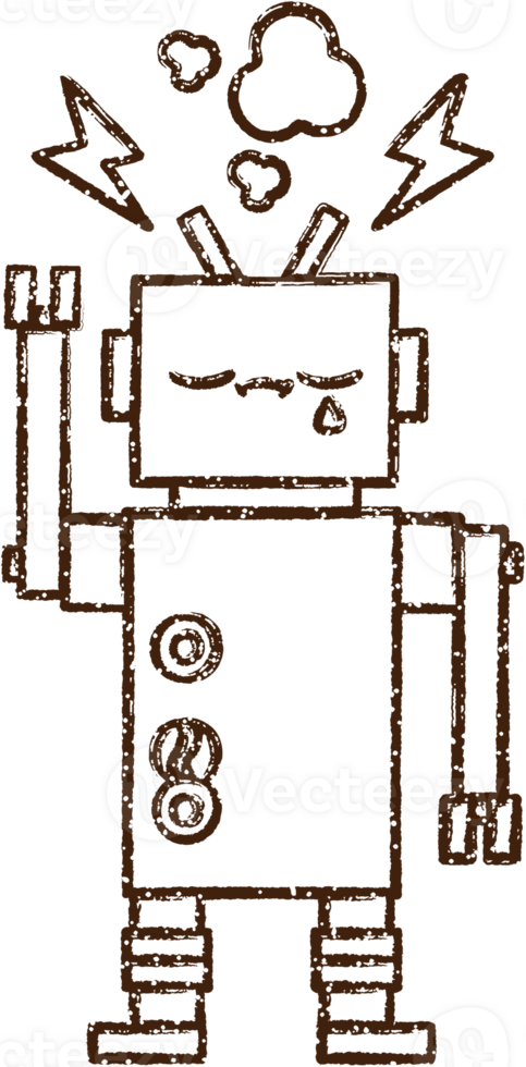 Robot Charcoal Drawing png