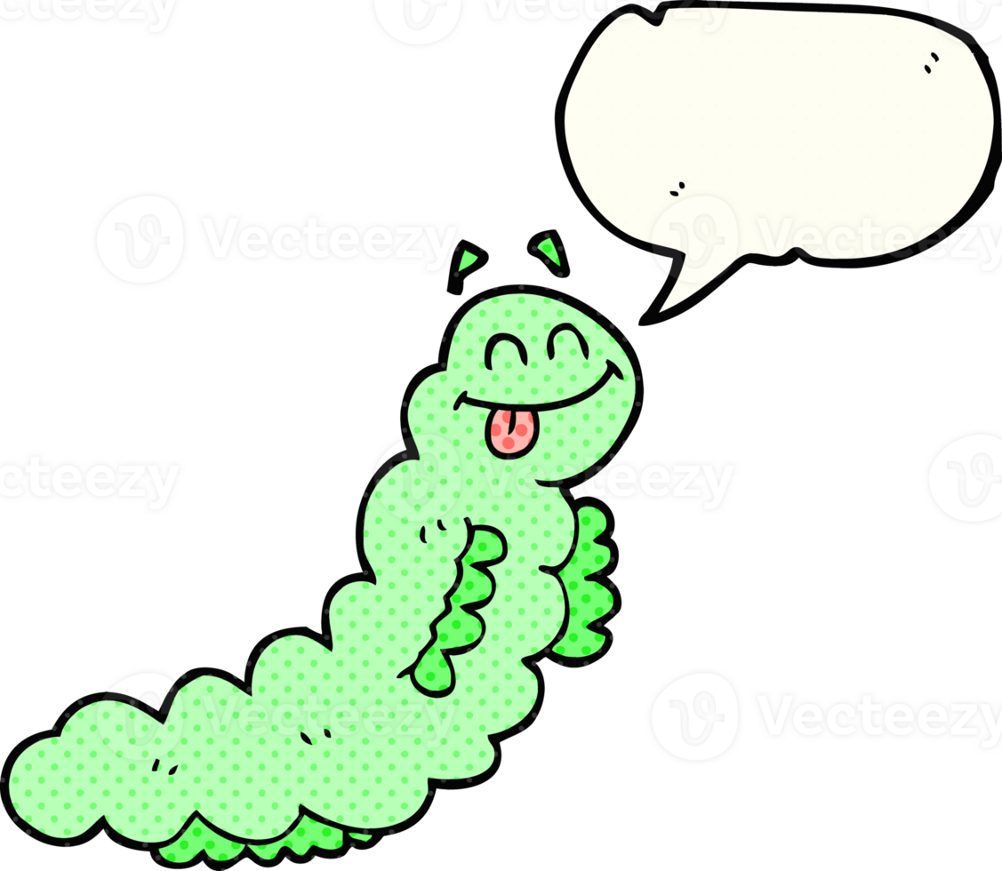 hand drawn comic book speech bubble cartoon caterpillar png