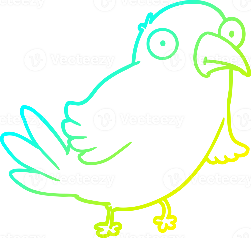 cold gradient line drawing of a cartoon bird png