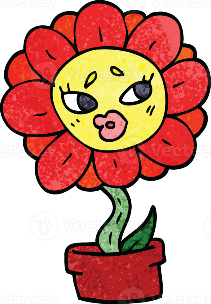 cartoon doodle flower pot png