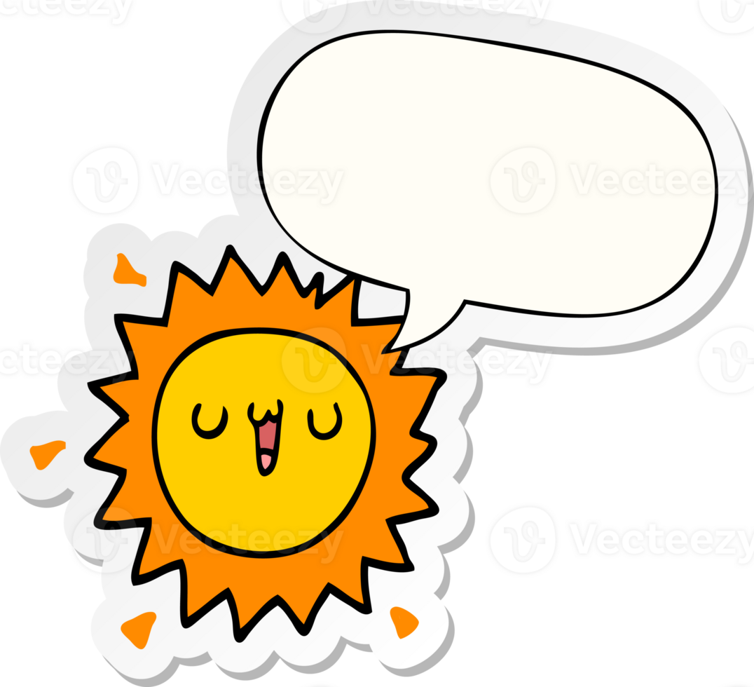 cartoon sun with speech bubble sticker png