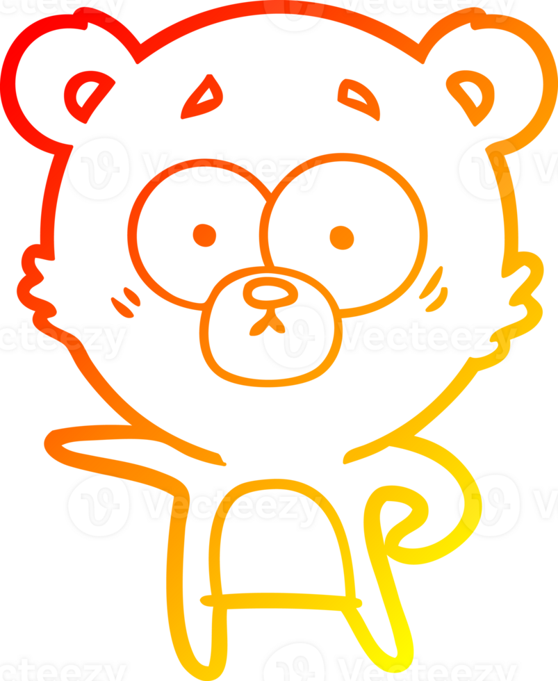 warm gradient line drawing of a surprised polar bear cartoon png