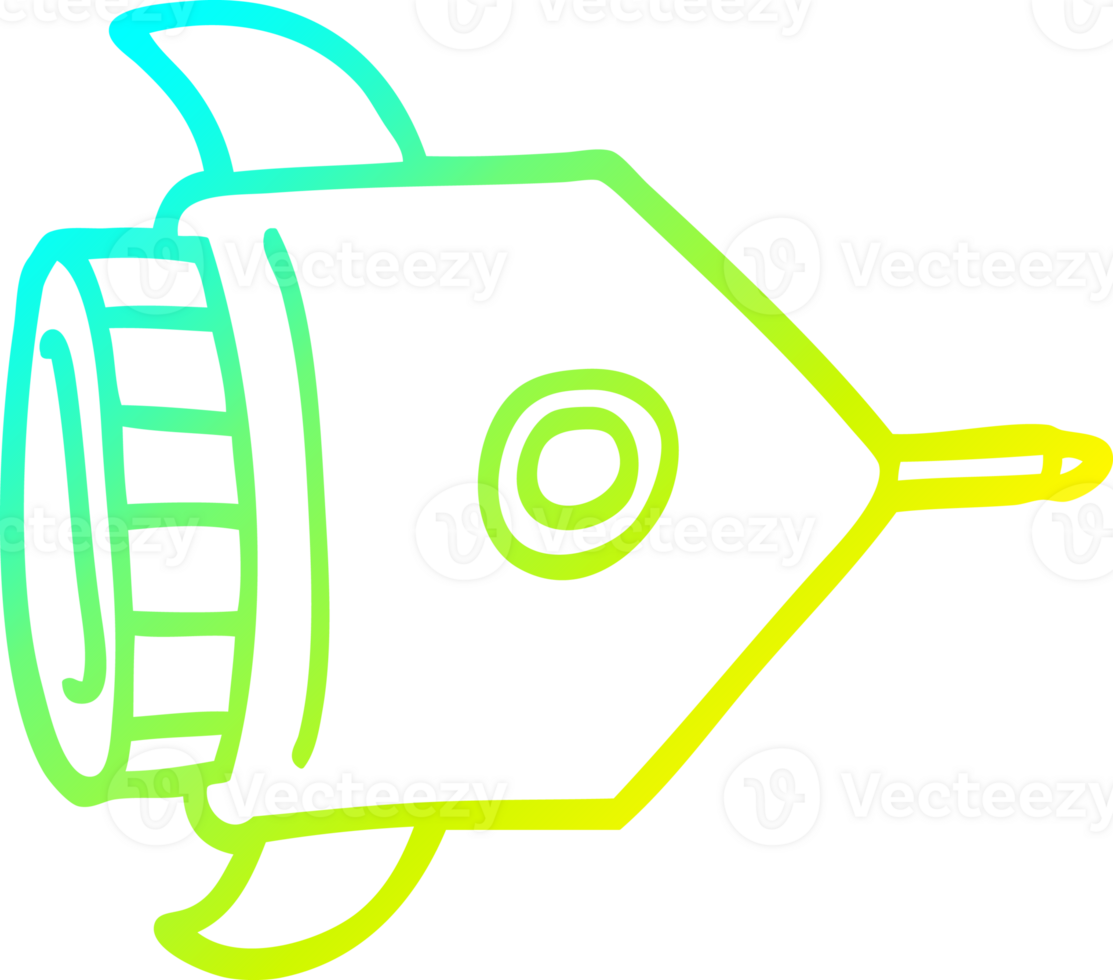 cold gradient line drawing of a cartoon spaceship png