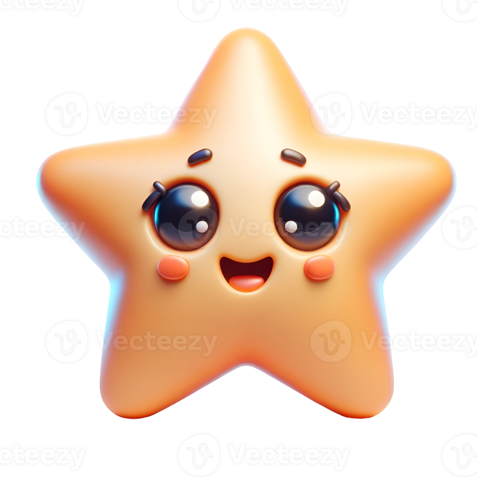 Illustration of cute star with happy emotion png