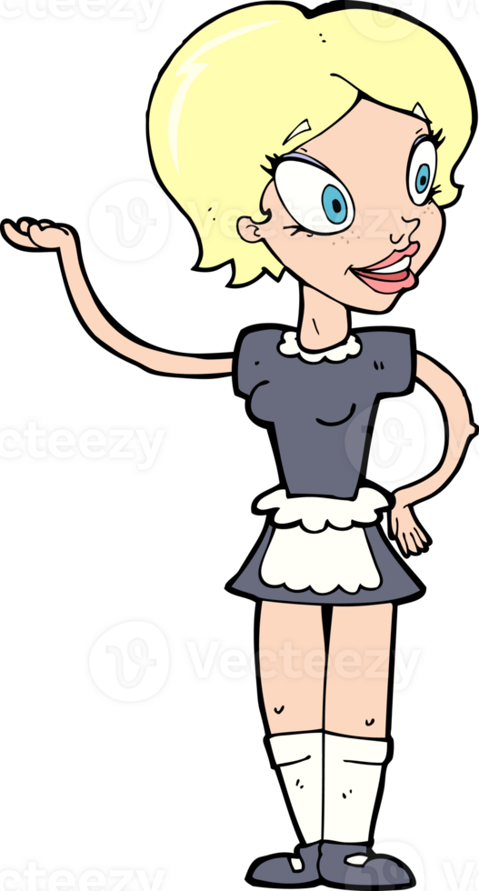 cartoon woman in maid costume png