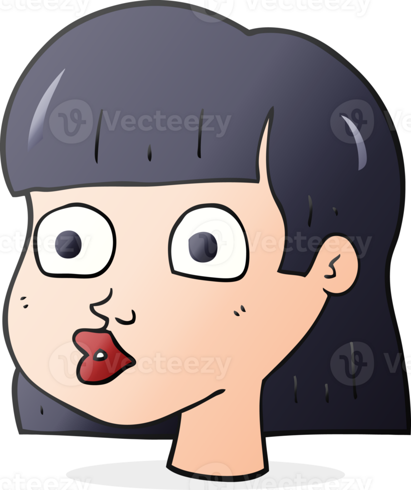 hand drawn cartoon female face png