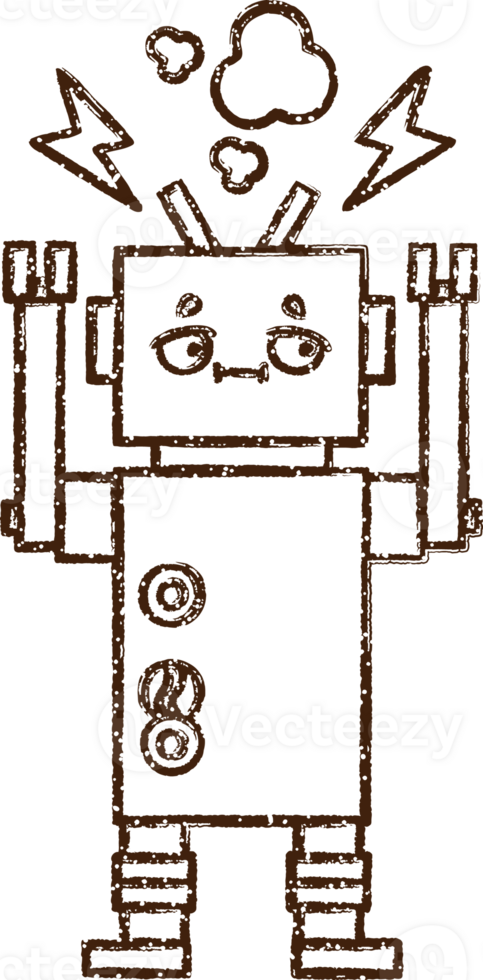 Robot Charcoal Drawing png