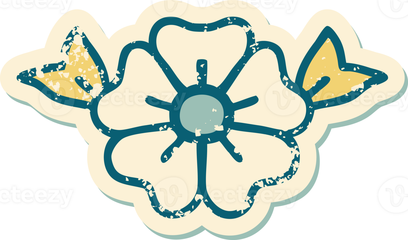 iconic distressed sticker tattoo style image of a flower png