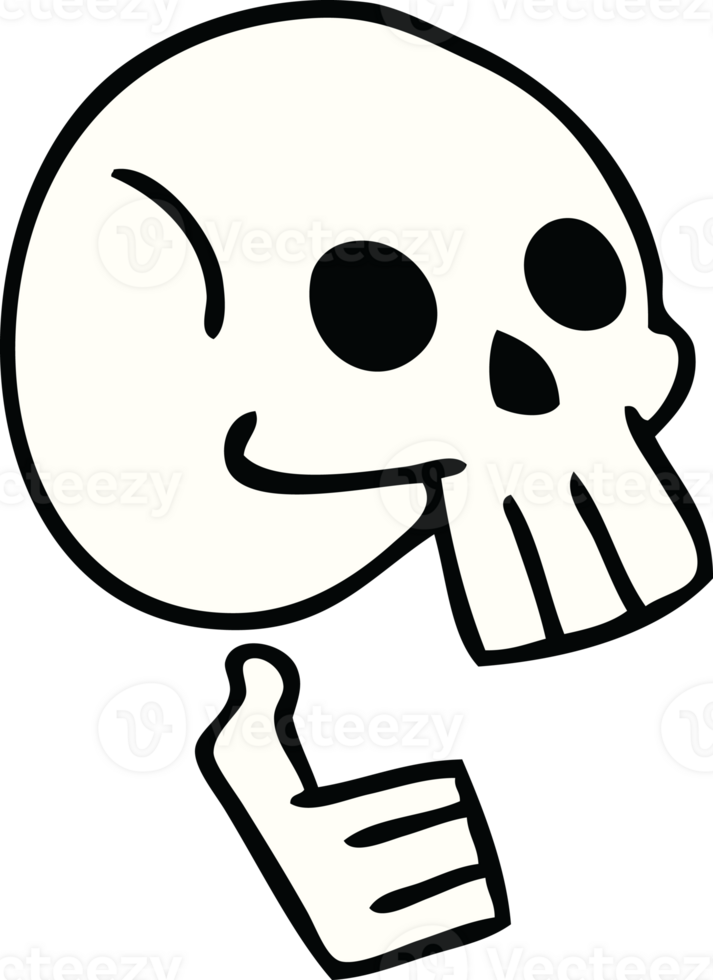 hand drawn quirky cartoon skull png