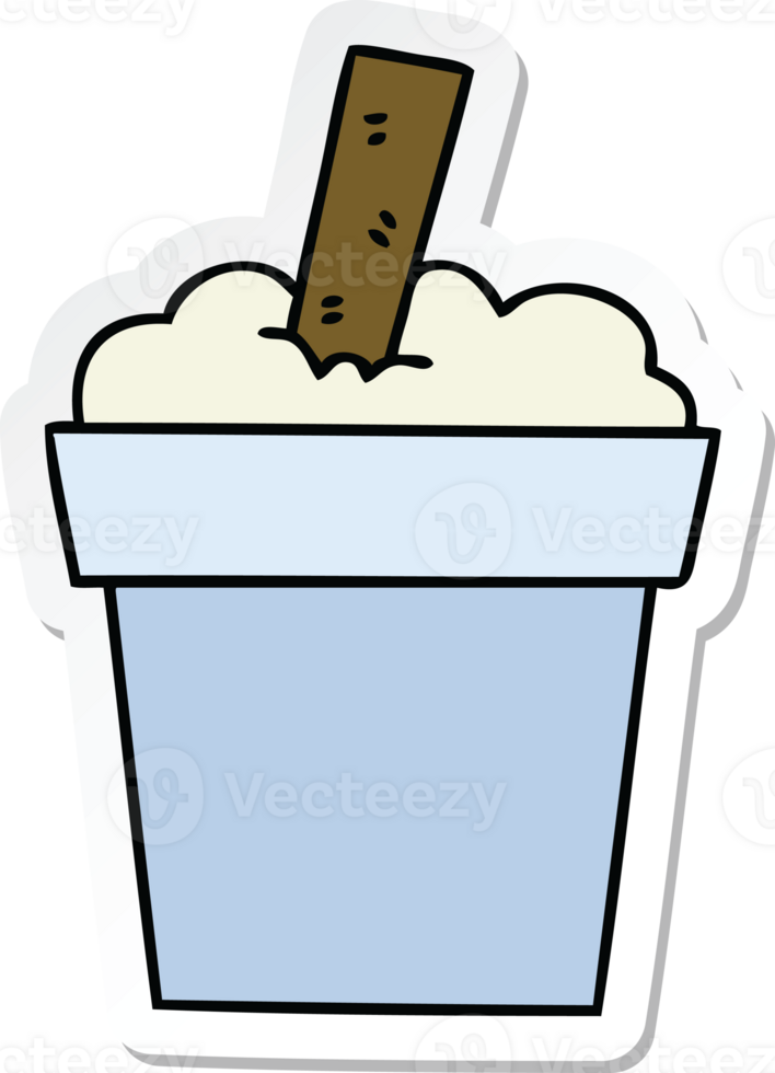 sticker of a quirky hand drawn cartoon ice cream pot png