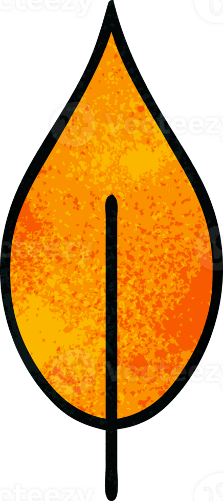 retro grunge texture cartoon of a autumn leaf png