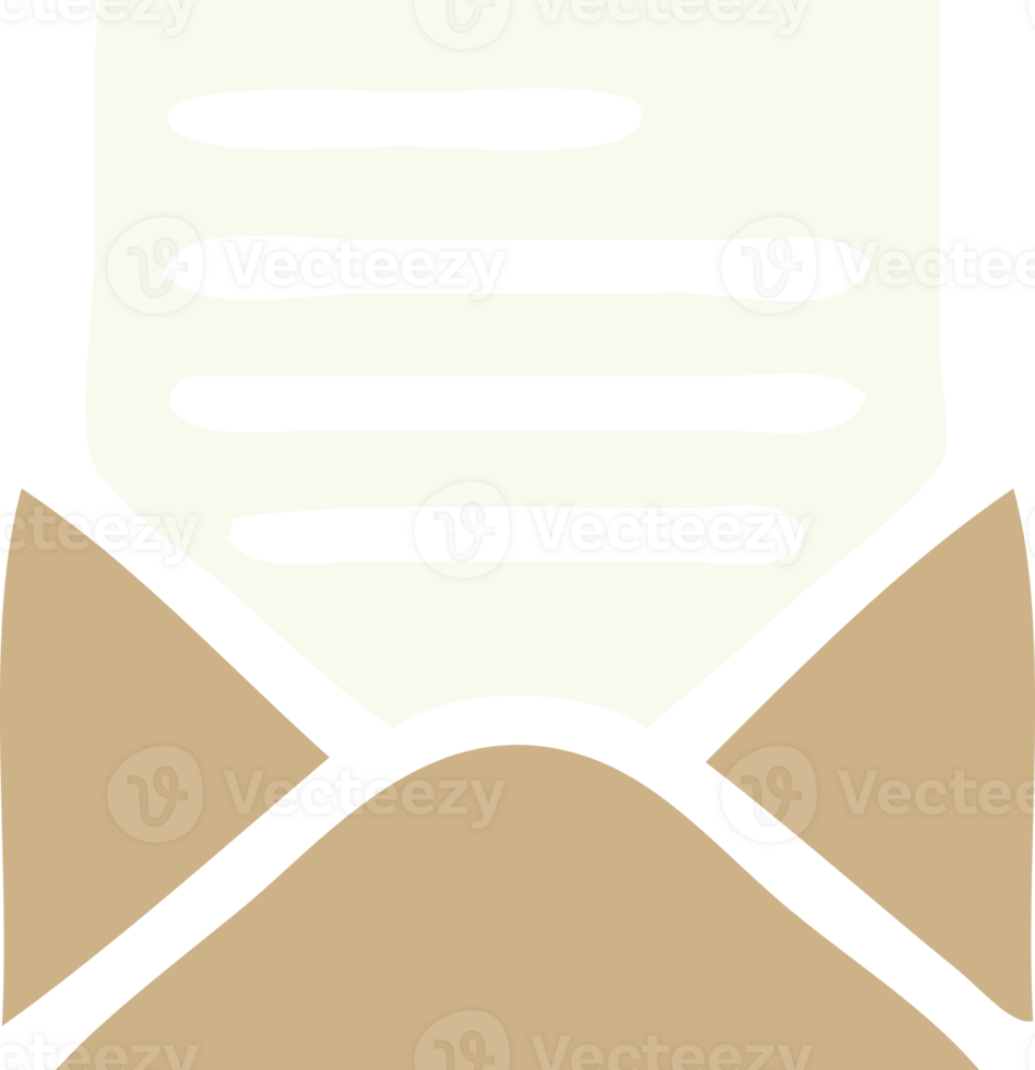 flat color retro cartoon of a letter and envelope png