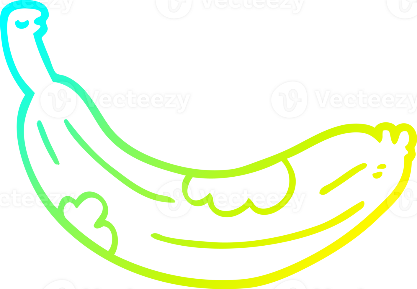 cold gradient line drawing of a cartoon rotten banana png