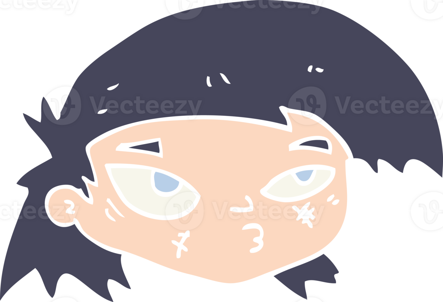 flat color style cartoon scratched up face png