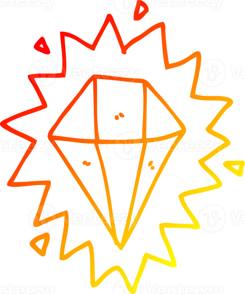 warm gradient line drawing of a cartoon diamond png