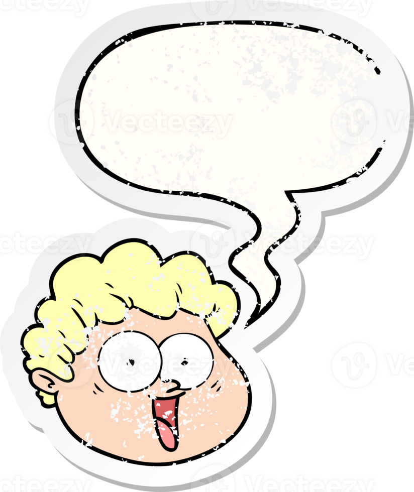cartoon male face with speech bubble distressed distressed old sticker png