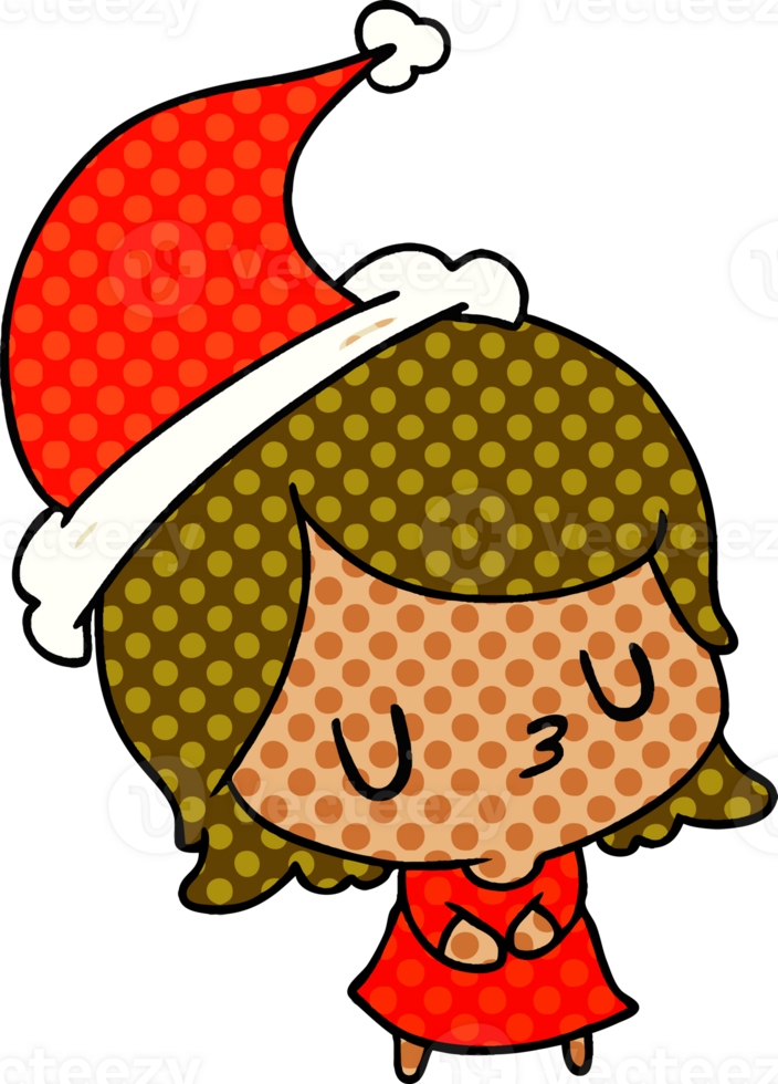 hand drawn christmas cartoon of kawaii girl png