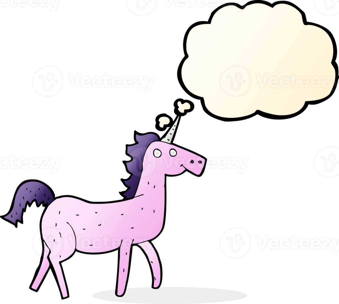 cartoon unicorn with thought bubble png