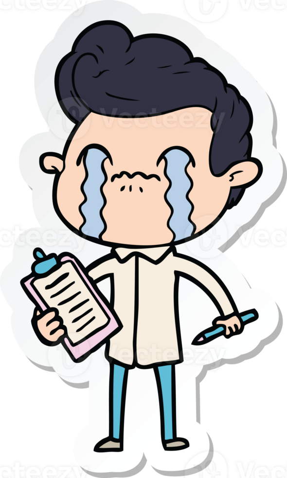 sticker of a cartoon man crying png
