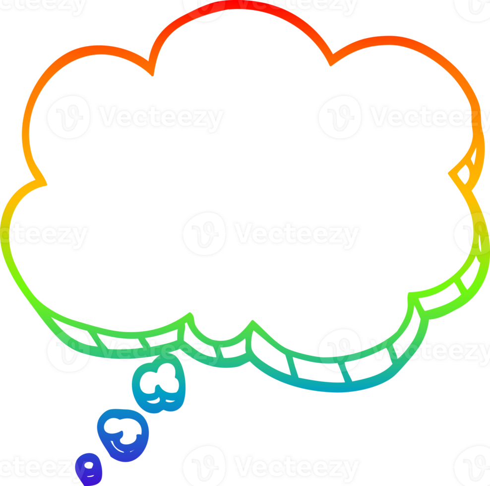 rainbow gradient line drawing of a cartoon expression bubble png