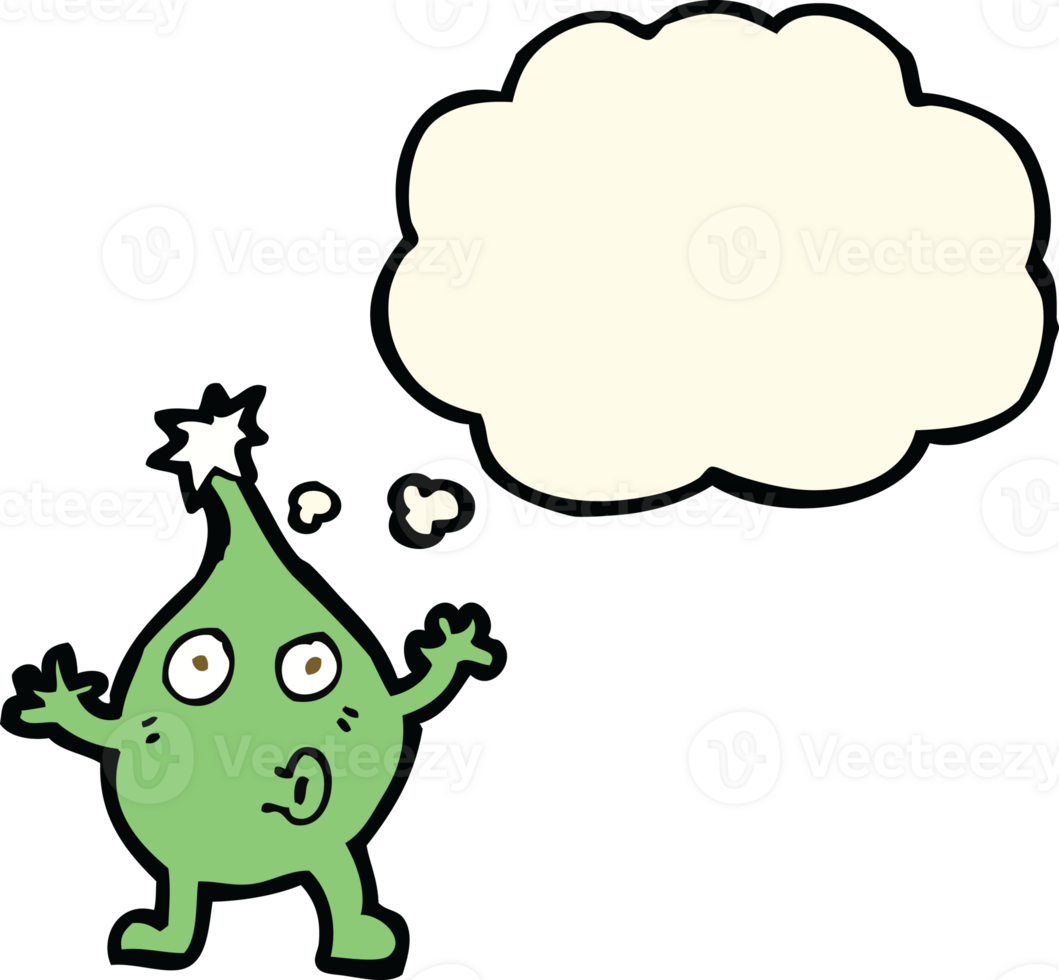 funny cartoon creature with thought bubble png