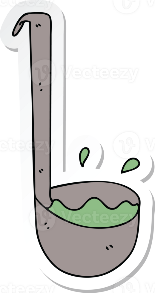 sticker of a quirky hand drawn cartoon ladle png