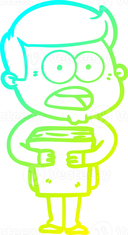 cold gradient line drawing of a cartoon shocked man png